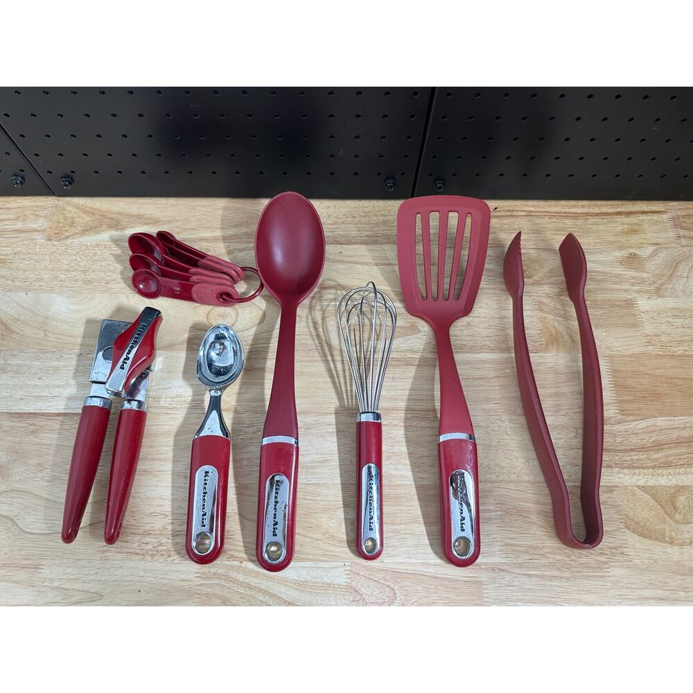Lot of 7 Kitchen Aid Kitchen Utensiles Red